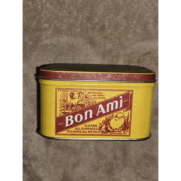 Vintage 1983 Bon Ami Soap Tin Can Yellow Chicks On Lid Advertising Bristol Ware - Picture 4 of 9